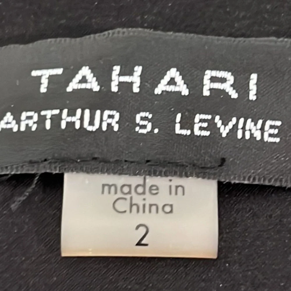 TAHARI by Arthur Levine Floral Embroidered Mini Dress Bell Sleeve Black Sz 2 EUC - Picture 8 of 9
